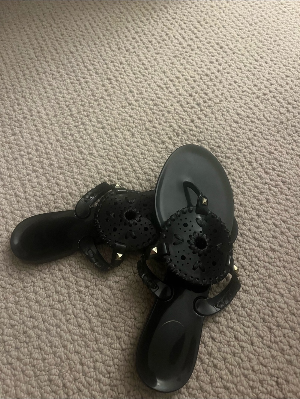 Jack Rogers Black Decorative Medallion Jelly Sandals
